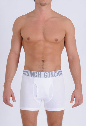 Ginch Gonch Signature Series - Boxer Brief - White Men's underwear boxer brief trunk printed waistband front